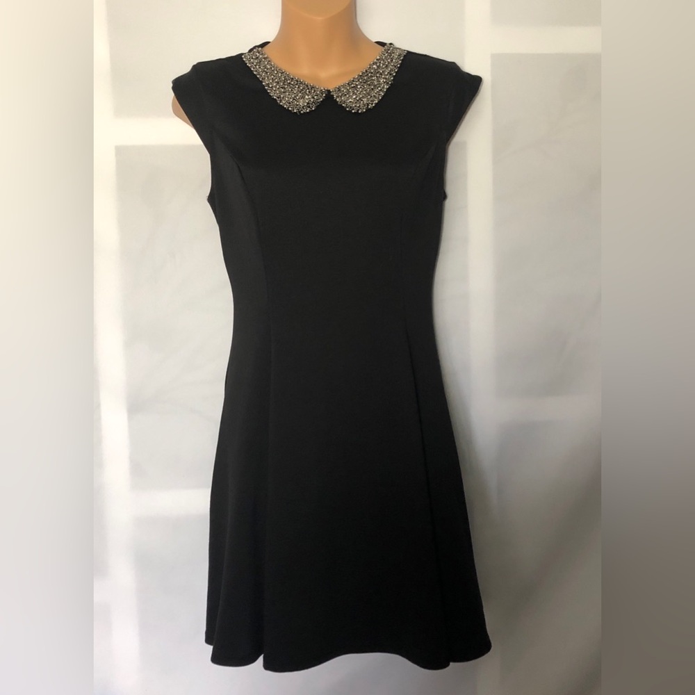 Monteau Black Sheath Mini Dress with Peter Pan Collar NWOT